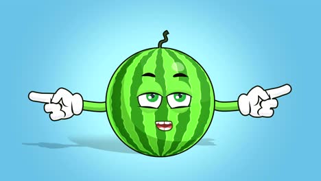 cartoon watermelon face animation double side pointer unhappy speak