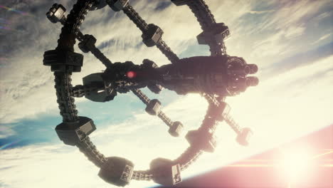 nave espacial alienígena no identificada volando cerca de la tierra elementos proporcionados por la nasa