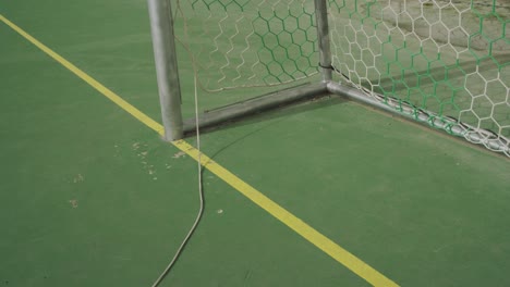 Empty-soccer-goal-in-an-outdoor-field---abandoned-playground