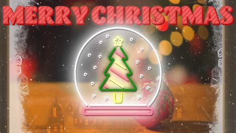 Animation-of-merry-christmas-text-over-snow-globe-with-christmas-tree