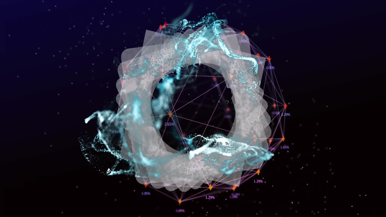 검은 바탕 위에서 움직이는 반 ⁇ 이는 불빛과 파도의 애니메이션