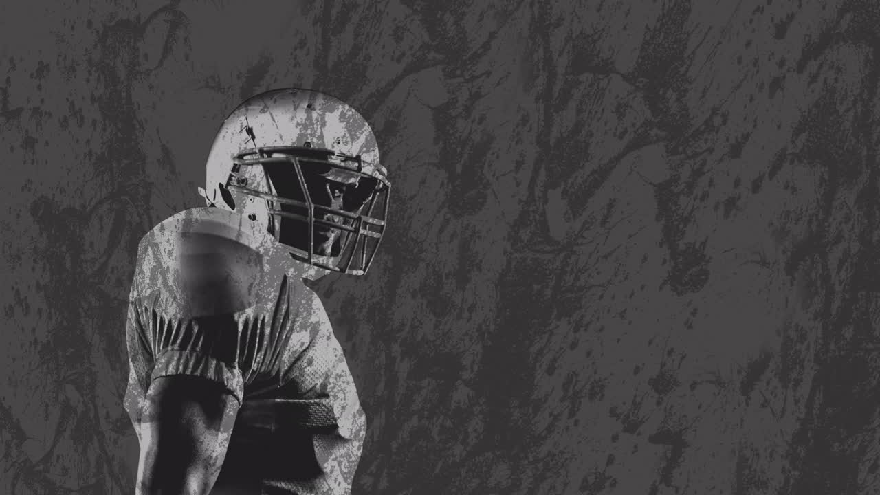 animación de un jugador de fútbol americano sobre un fondo gris