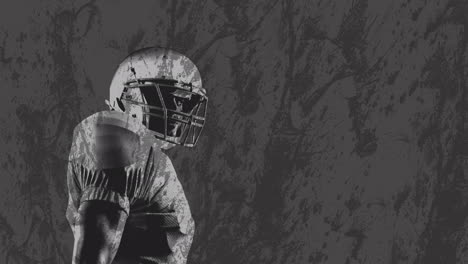 animation of american football player over grey background