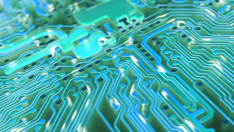 chip de placa madre de computadora con red de circuitos brillantes de alta velocidad. concepto de big data