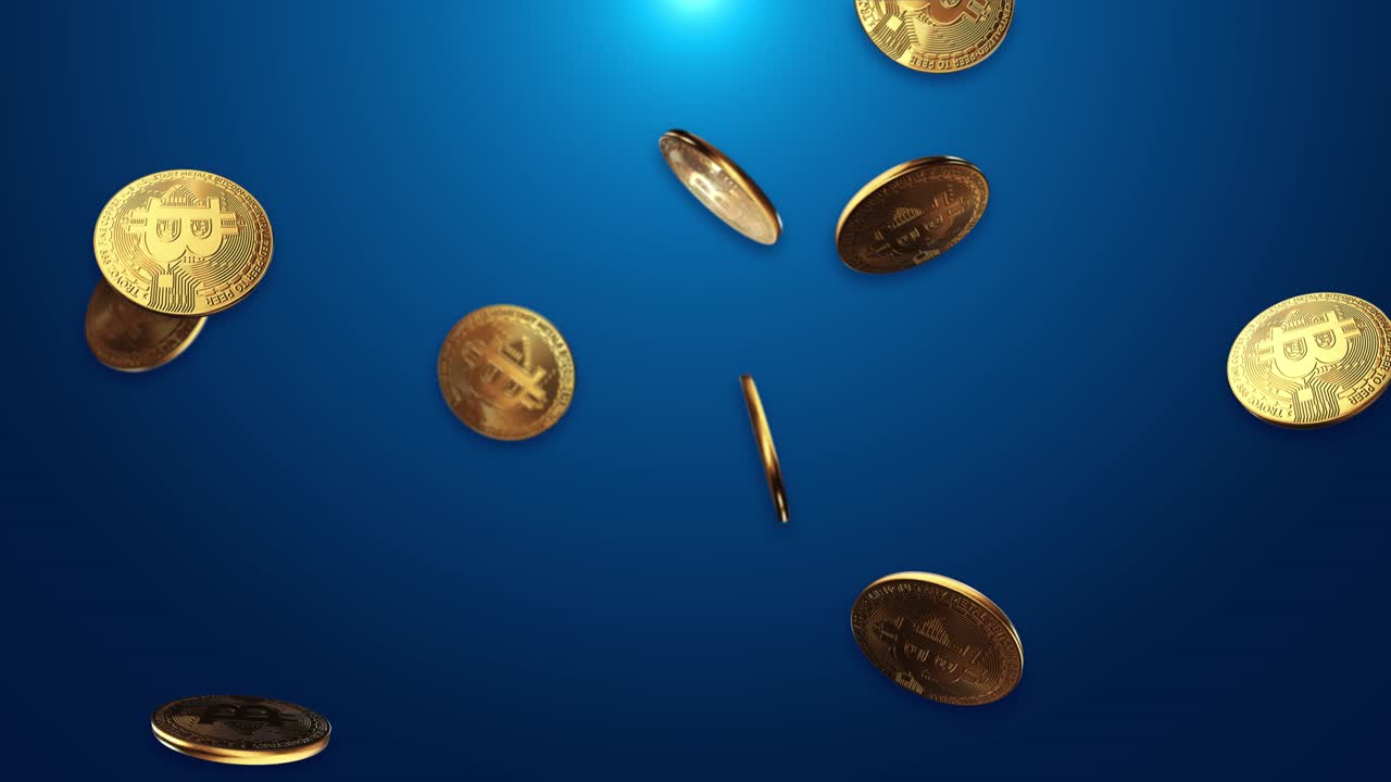 Bitcoin btc coin and ethereum eth coins are rotating falling green screen loop animation background