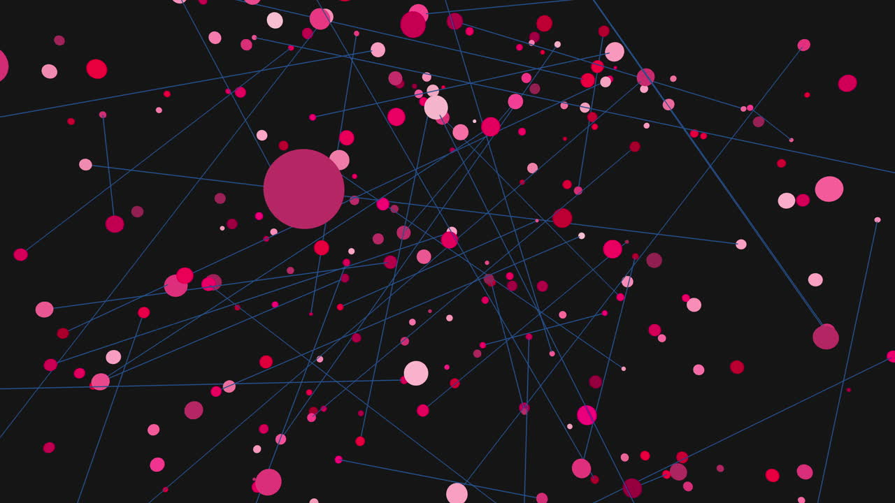 Abstract network of connected nodes and lines on dark background