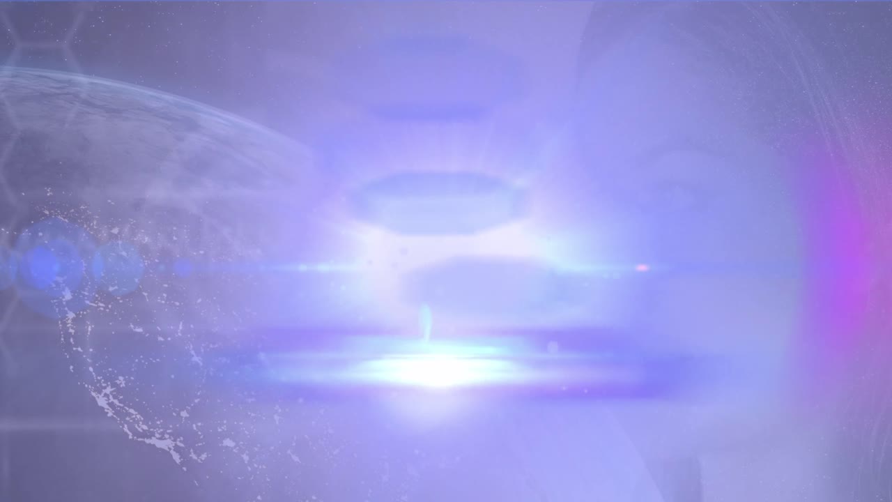 아시아 여성에 대한 전 세계에 대한 분홍색 빛의 점의 애니메이션