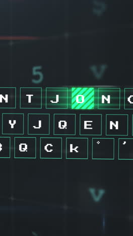 animación del procesamiento de datos y el teclado sobre fondo negro