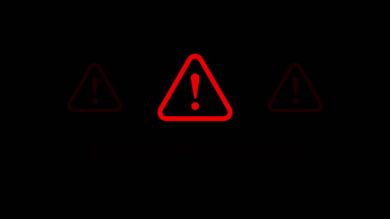 Access Restriction Mode Warning with Flashing Red Triangles