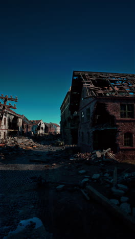 desolate cityscape: ruins of a war-torn town