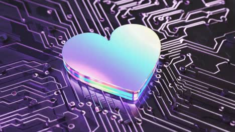 digital heart on a circuit board