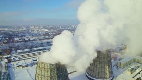 aerial view of a power plant in winter