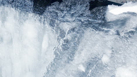 ice background. ice surface. ice crystals. closeup. flowing water under ice