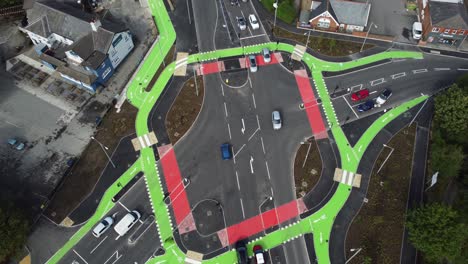 aerial view vehicles travelling st helens cyclops traffic optimisation junction crossroad intersection, high angle view