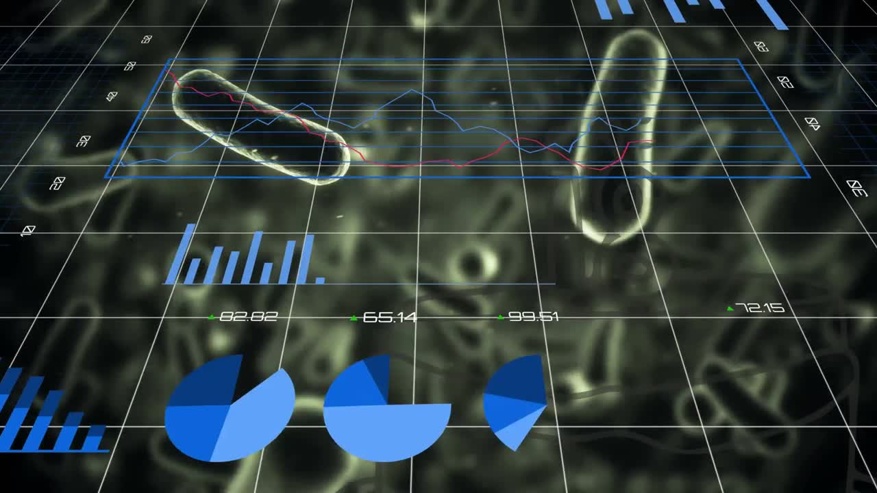 바이러스 세포에 대한 데이터 처리의 애니메이션