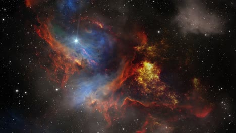 grande universo, stella luminosa nel mezzo di una nebulosa nello spazio