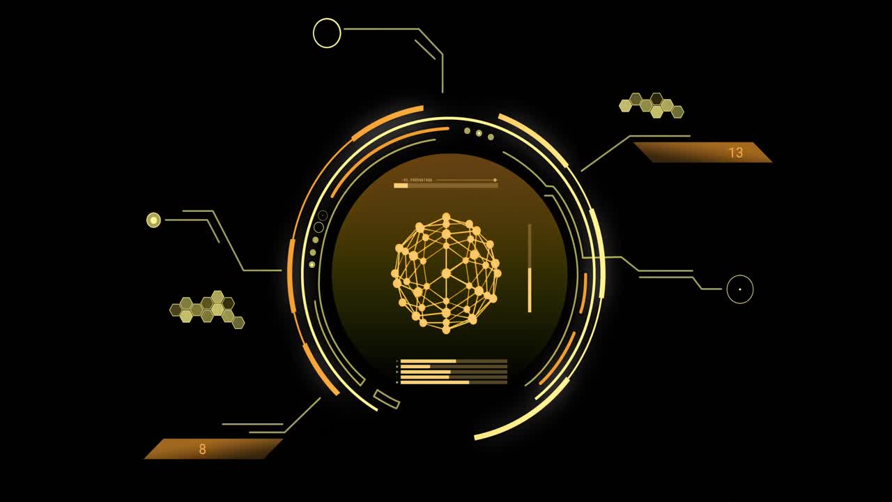 Animation of scope and scientific data processing over black background