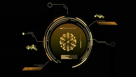 animación del alcance y procesamiento de datos científicos sobre fondo negro