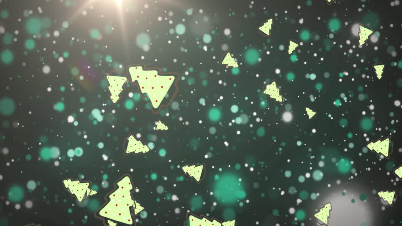 검은 바탕에 빛의 초록색 반점에 대 한 여러 크리스마스 트리 아이콘