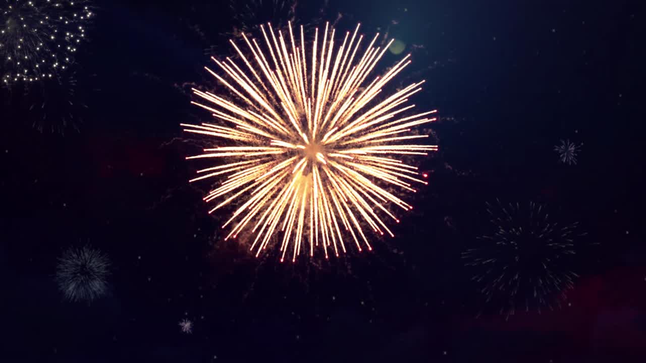 4K New year's Fireworks show Celebration loop seamless Background.