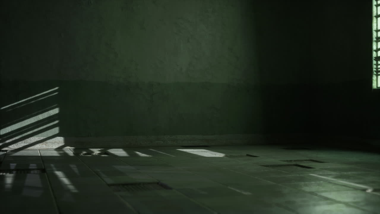 창문과 빛이 비치는 어두운 방