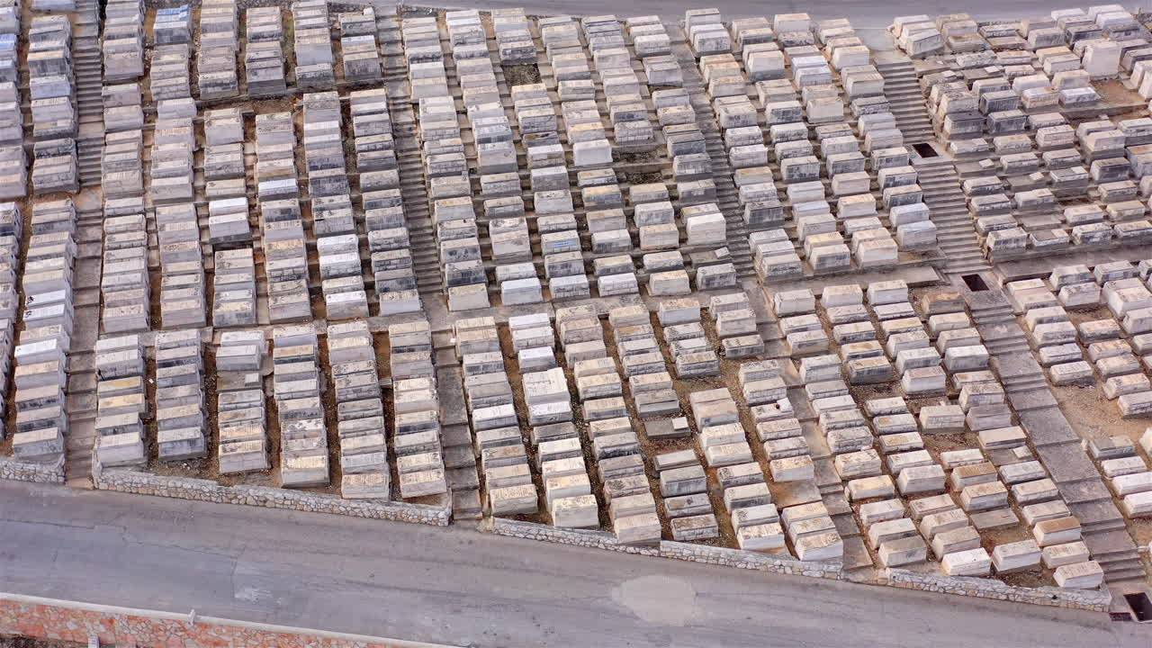 Aerial Footage Over Jewish Cemetery, Jerusalem