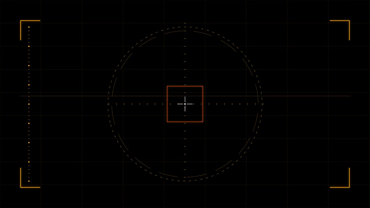Digital HUD Interface with Targeting Reticle and Grid Overlay