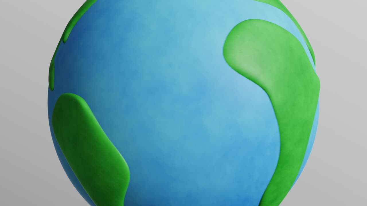 색 바탕에 회전하는 만화 지구, 4k 원활한 루프 애니메이션, 3d 렌더링 일러스트레이션