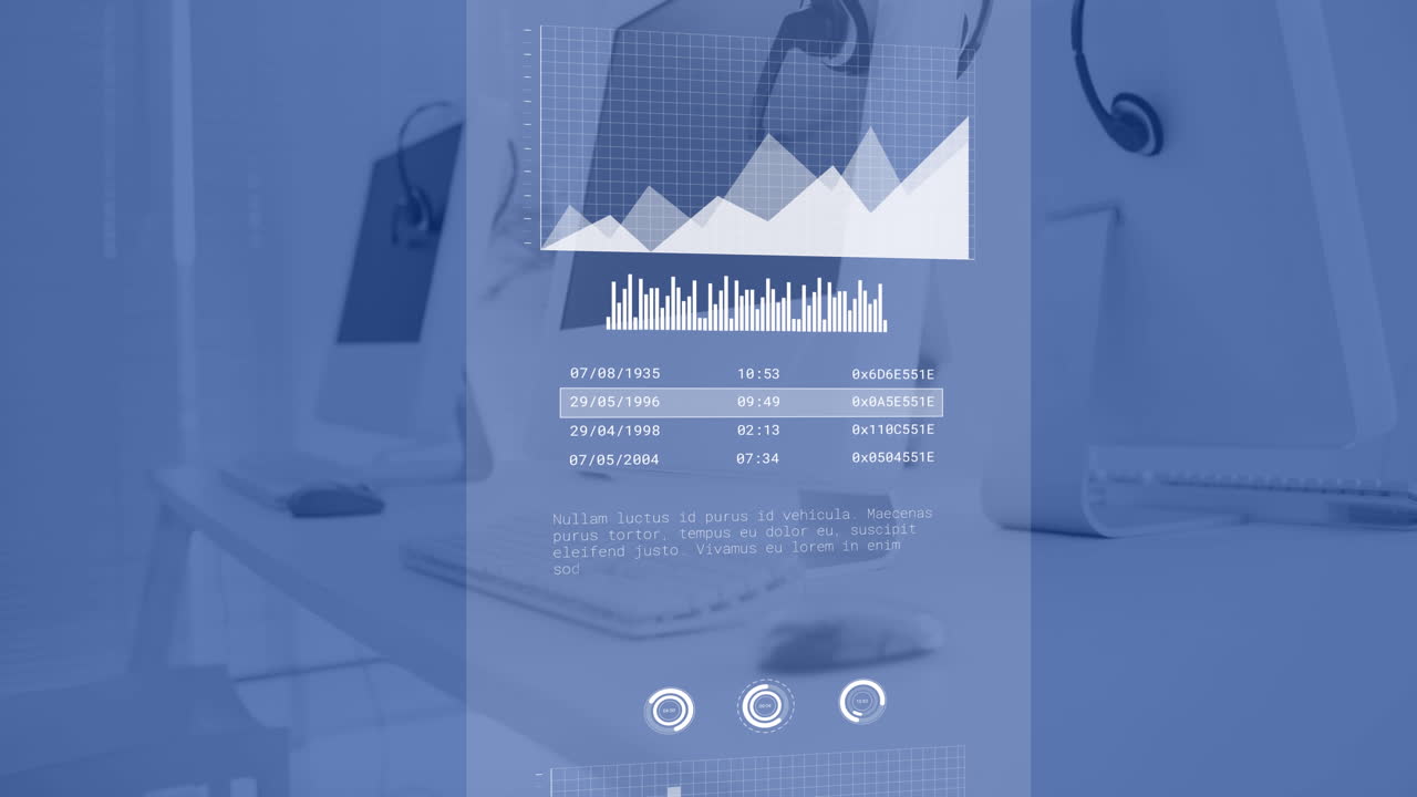Animation of financial data processing over office