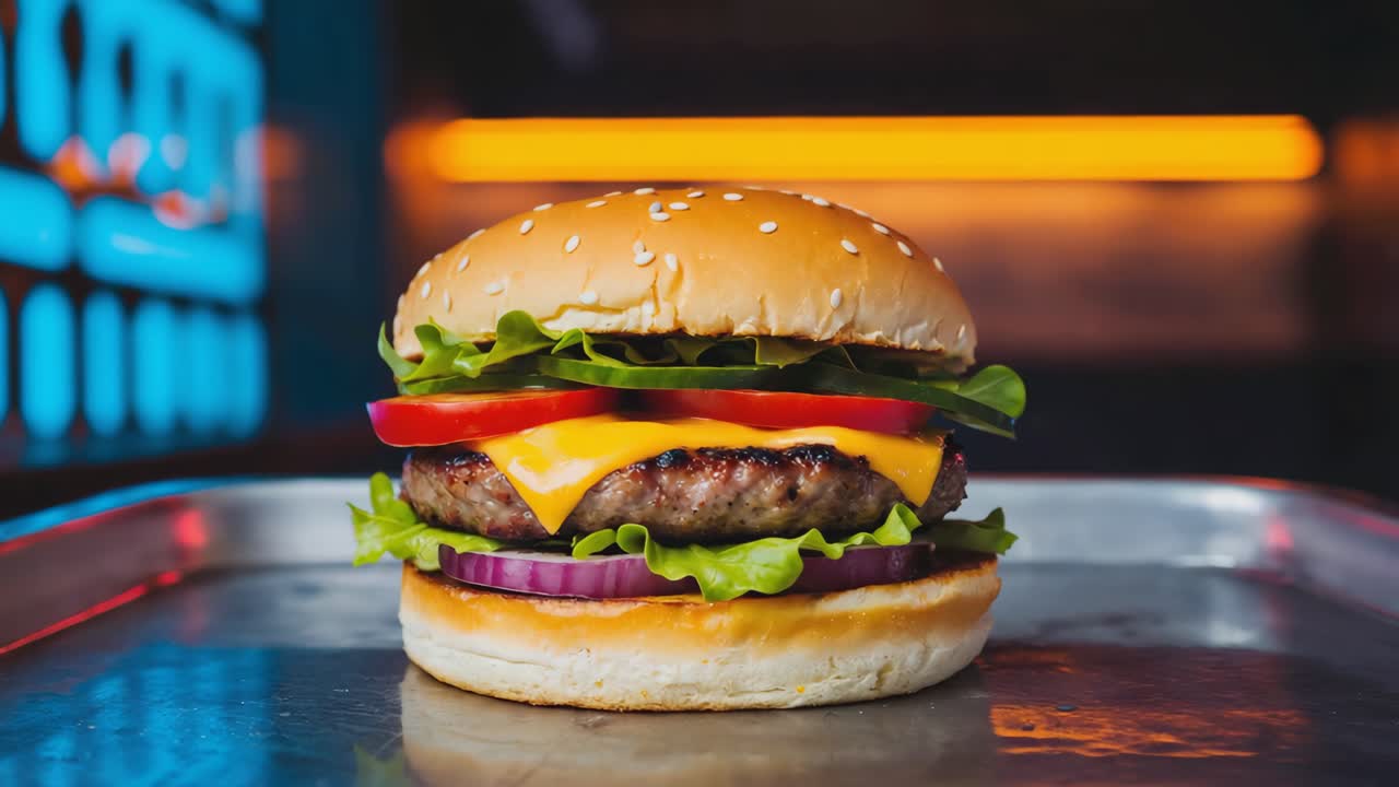 A delicious cheeseburger with fresh ingredients