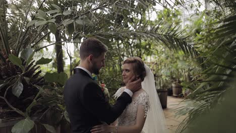 Newlyweds.-Caucasian-groom-with-bride-in-the-park.-Wedding-couple.-Happy-family