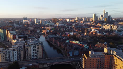 panoramic aerial view of leeds city and river aire in west yorkshire, england, uk.