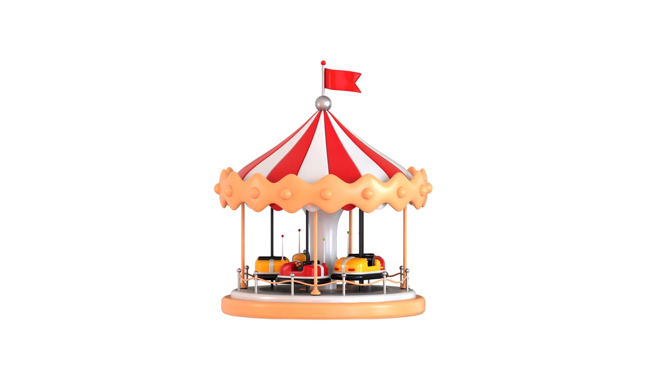 3D Animation of a Spinning Carnival Carousel Ride