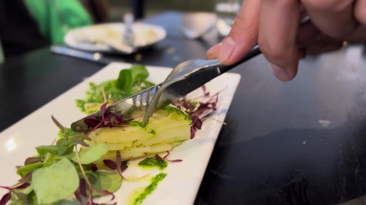 Cutting Potato Pave Terrine Fine Dining Restaurant