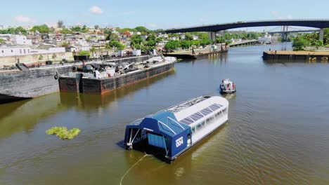 Scenic-shot-of-interceptor-004-cleaning-up-the-Ozama-River-in-the-Dominican-Republic