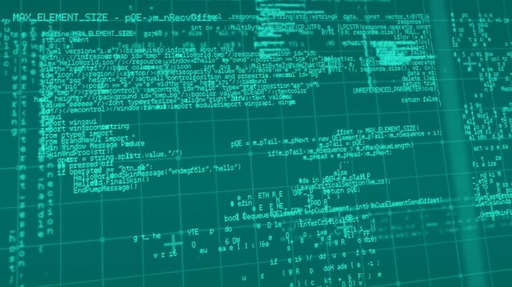Animation of data processing on black background