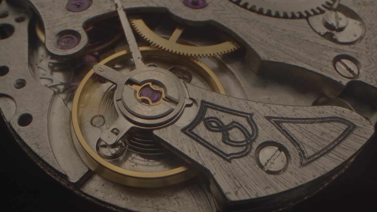 Macro close up of the inner workings of a pocket watch