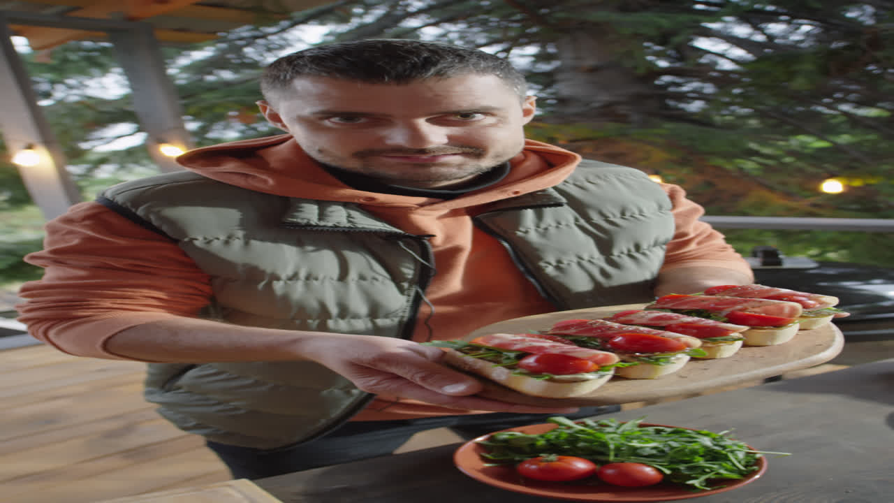 Food Blogger Telling about Bruschettas