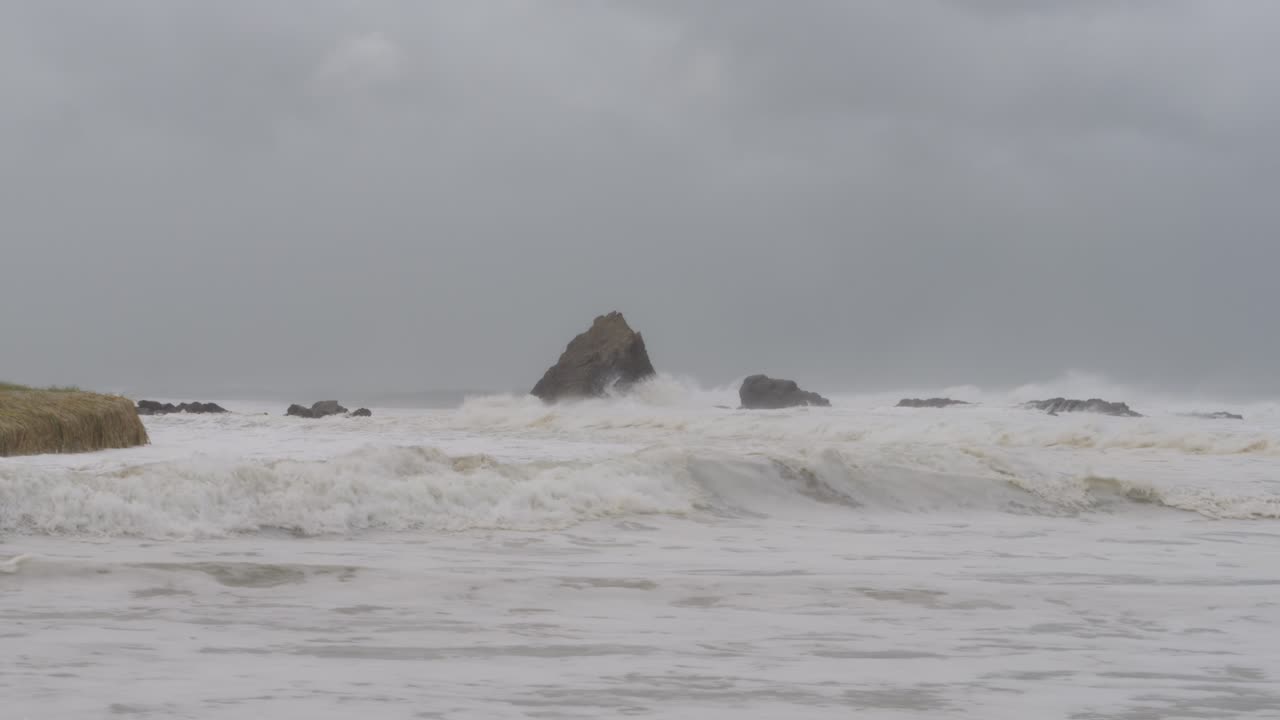 Stormy Waves At Currumbin Alley In Gold Coast, Australia During Cyclone Alfred - Wide Shot