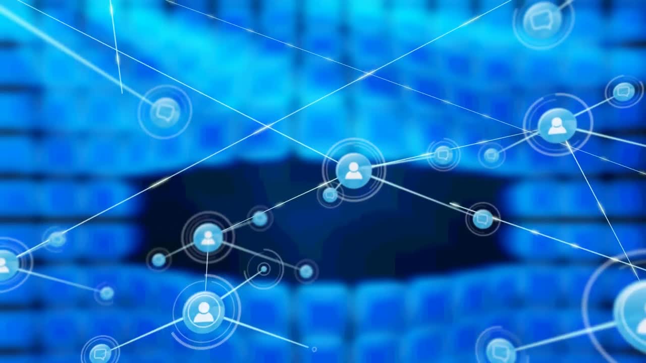 animación de la red de conexiones sobre fondo azul