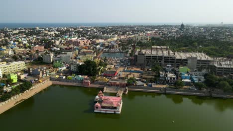 aerial drone shot of jagannath puri, offering a stunning perspective of the city’s layout and its cultural landmarks.