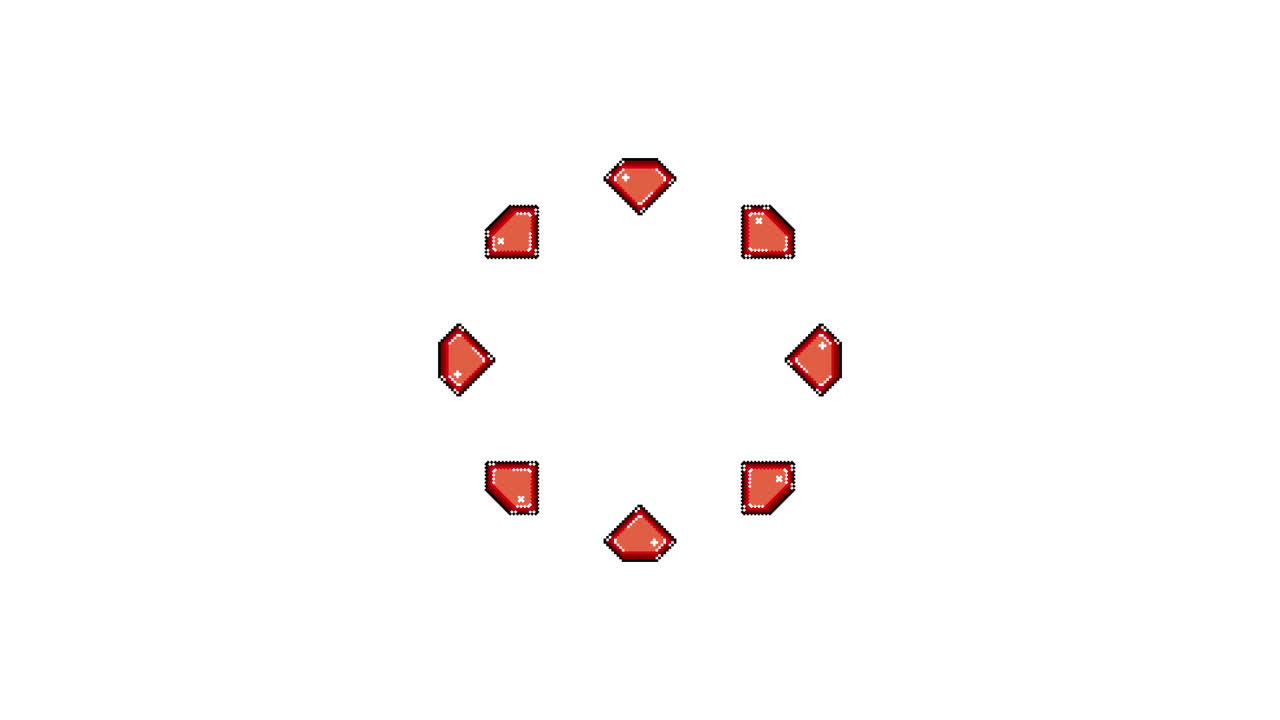 Pixel Art Jewel Spinning Circle Animated Overlay Transparent 30fps (4)