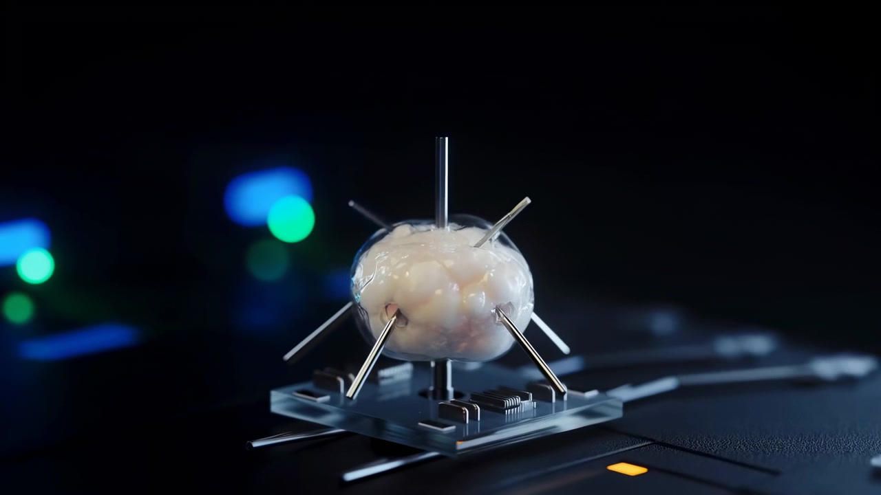 Scena ravvicinata di un campione di tessuto pallido e umido montato e trafitto da più sottili spilli metallici che convergono verso un perno centrale, fissato su una pinza acrilica trasparente con precisione in un'illuminazione da laboratorio scura.