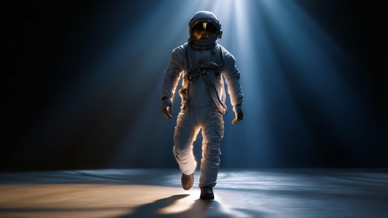 Astronaut Walking in Ethereal Light: A Journey Through Space and the Unknown, Capturing the Essence of Exploration and Adventure Beyond Our Planet