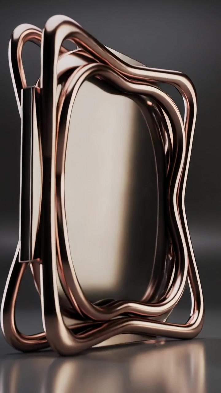 Vertical video: Rotating sculpture in studio on cue revealing profiles on table with black panel