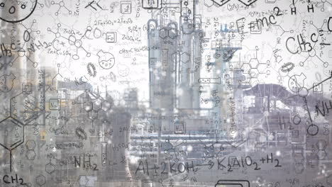 animation of mathematical formulas over cityscape