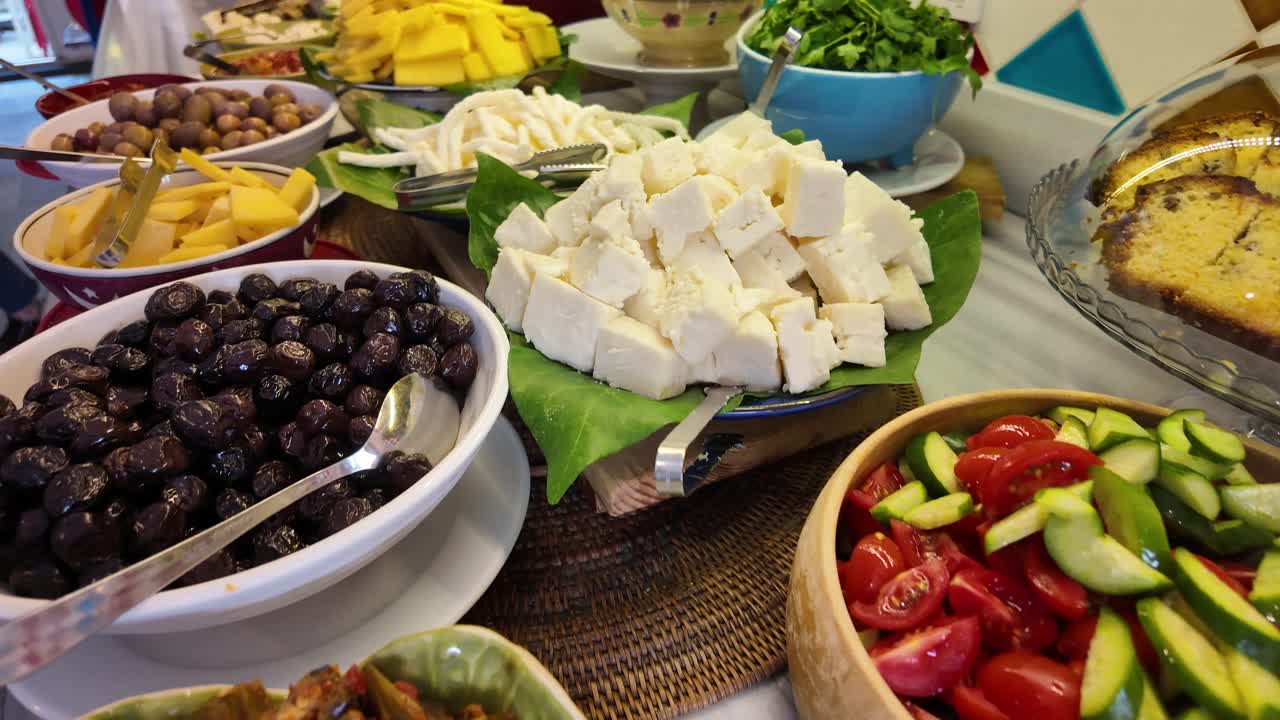 Buffet with various foods