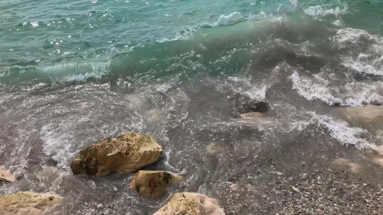 Close-up view of Waves Crashing on Shore