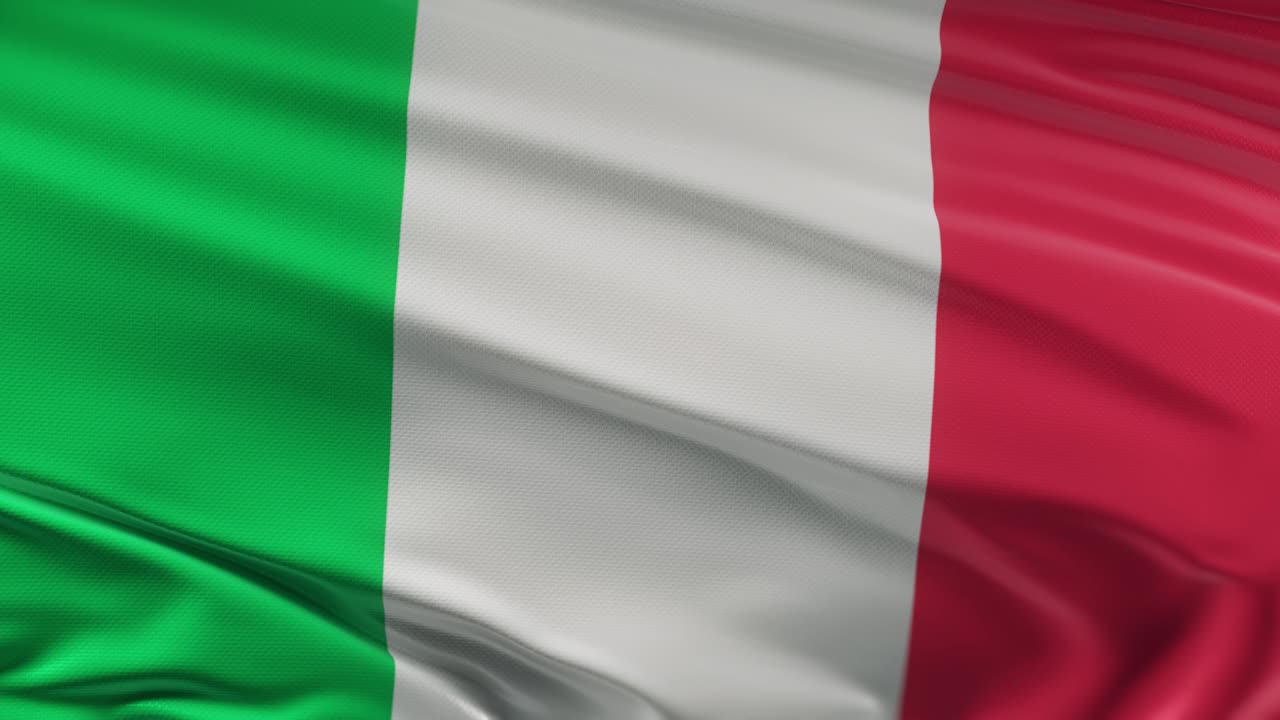 Bandiera italiana che sventola al vento, animazione 3D in loop continuo. Risoluzione 4K