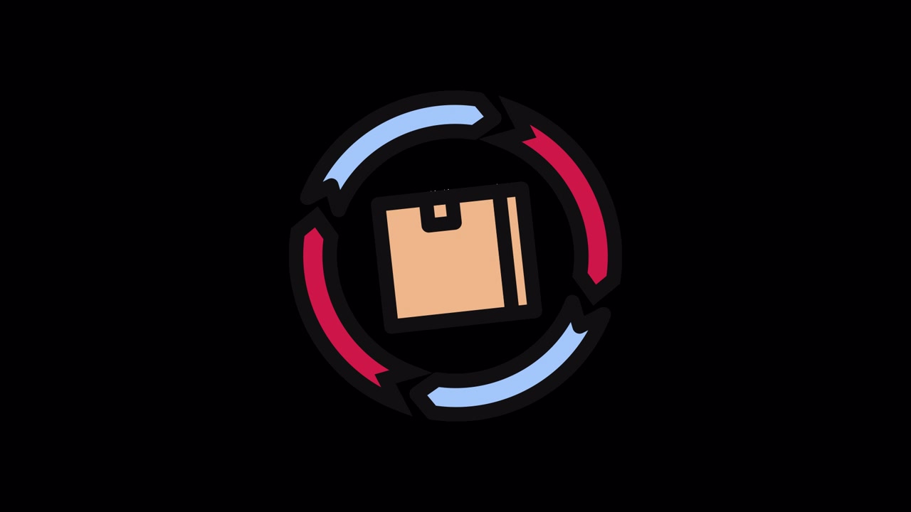 Animated Icon of a Box with Rotating Arrows Representing a Cycle